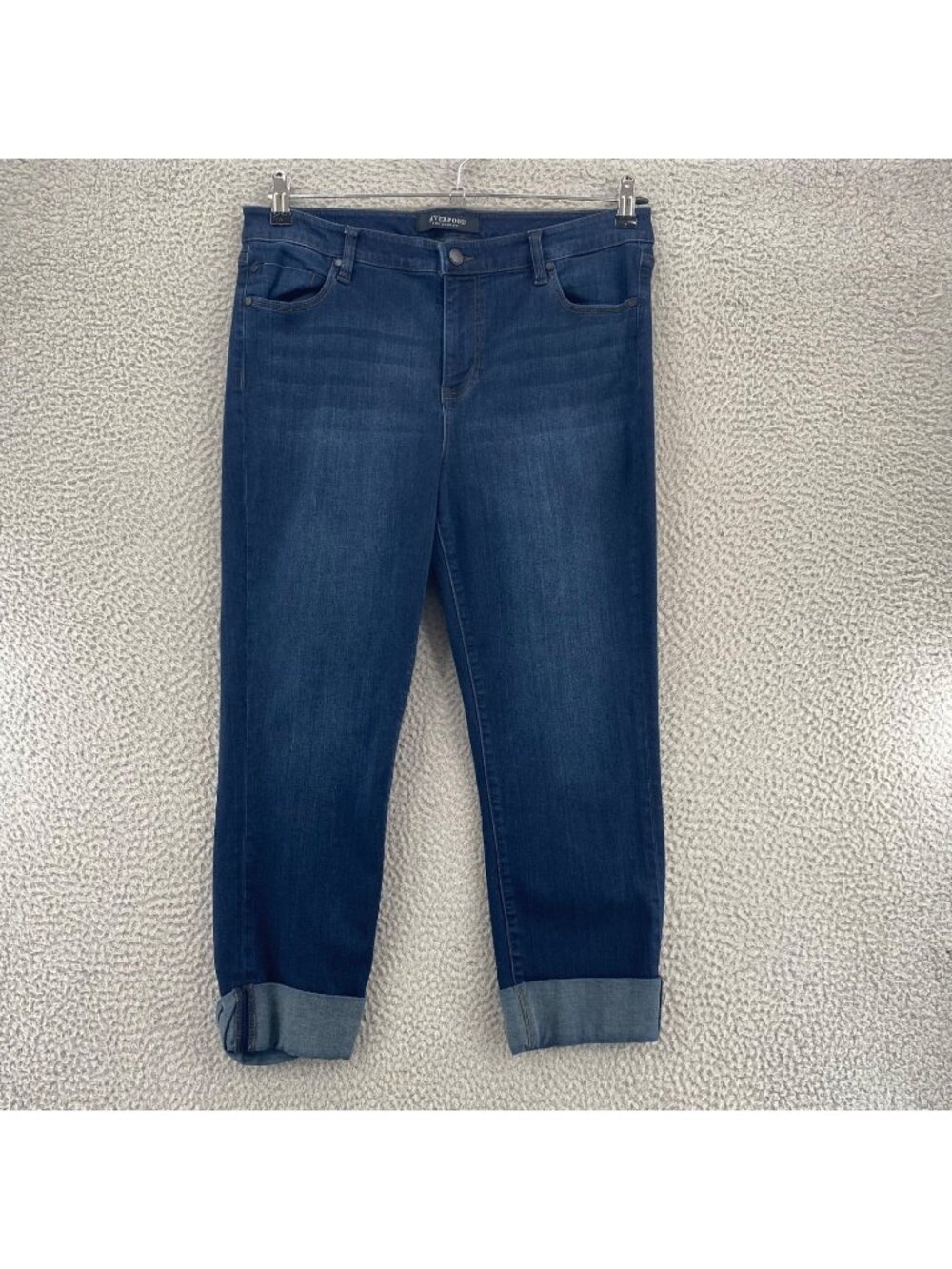 Liverpool Jeans Womens 14 Charlie Destiny Dark Blue Crop Skinny Cuffed Pockets